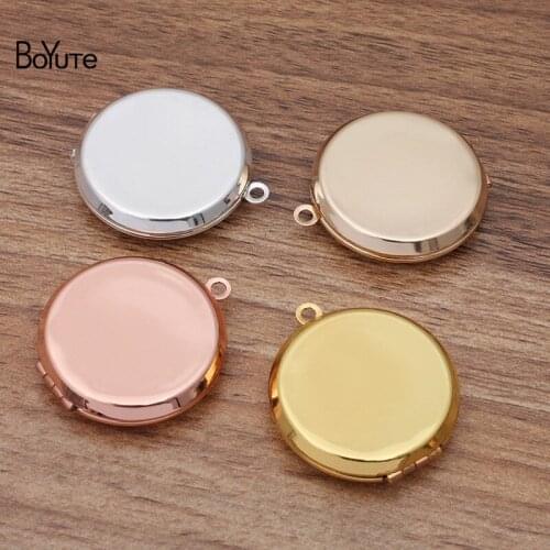BoYuTe (10 Pieces/Lot) 36*31*7.5MM Round Metal Brass Plain Memory Photo Locket Pendant Factory Direct Sale