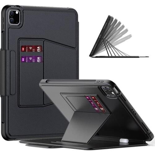 Case For ipad pro11 2021 2020 2018 /air 4 10.9 With Pencil Holder 7 Positions Auto Sleep /Wake Stand Back tablet Cover+film+pen