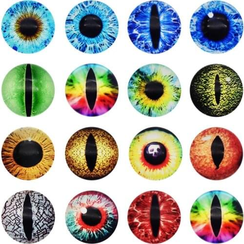 Julie Wang 6-30mm In Pairs Glass Cabochons Mixed Round Dragon Cat Animal Doll Eyes Flat Back Jewelry Making Accessory
