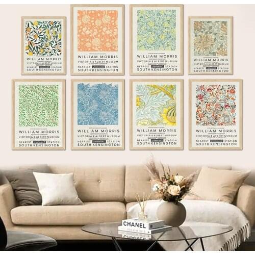 William Morris Flower Plants Leaf Vintage Wall Art Canvas Painting Nordic Posters And Prints Wall Pictures For Living Room Decor