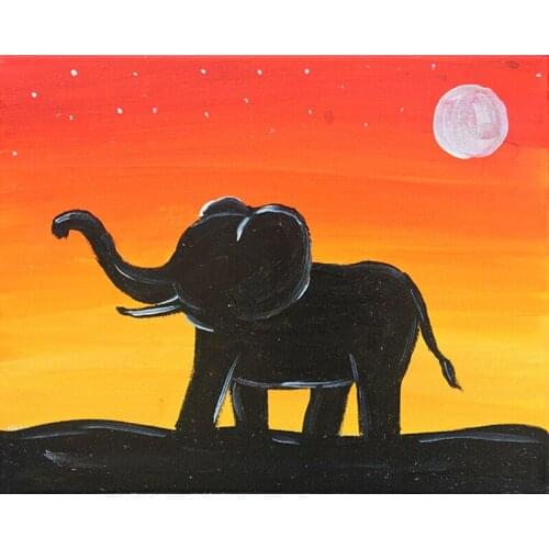 DIY Painting By Numbers Elephant Animal Kit Oil Picture By Numbers Cartoon Wall Art Canvas Painting Home Decoration Gift