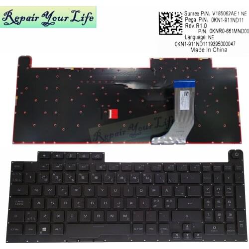 Norwegian Nordic RGB backlit keyboard for ASUS G731GW ROG strix hero III GL731GT GL731 GU V185062AE1 EU Euro European Keyboards