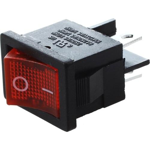 3pcs Red Light 4 Pin DPST ON-OFF Snap in Boat Rocker Switch 6A/250V 10A/125V AC