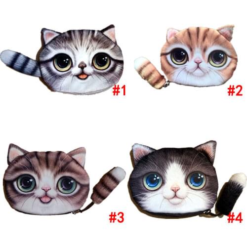 2018 New Small Tail Cat Coin Purse Cute Kids Cartoon Wallet Kawaii Bag Coin Pouch Children Purse Holder Women Coin Wallet