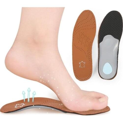 Leather Orthotic Insole For Flat Feet Arch Support Orthopedic Shoes Sole Insoles For Feet Men Women Children O/X Leg Corrected