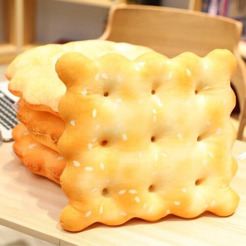 Creative Biscuits Plush Pillow Round Shape Square Sesame Cookie Lifelike Food Cushion