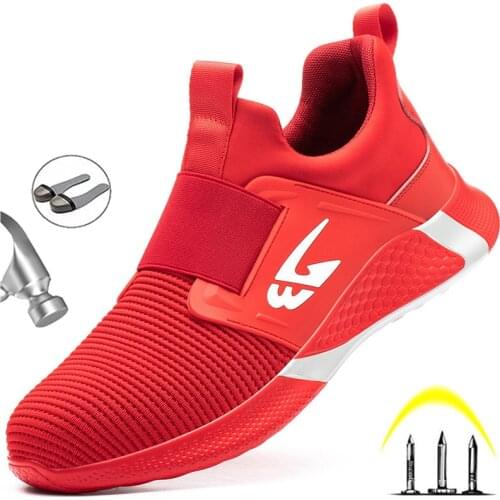 Fashion Safety Work Shoes Mens Anti-puncture Anti-smash Steel Toe Cap Industrial Work Sneakers Lightweight Outdoor Comfor Boots