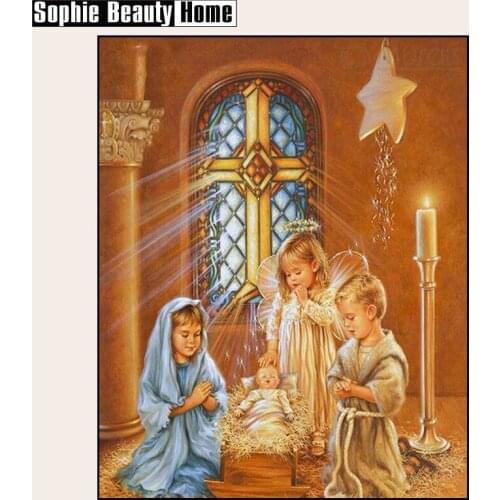 2018 Needlework Diy 3d New Diamond Painting Cross Stitch Pictures Rhinestone Portrait Mosaic Kit Embroidery Divine Son Angle