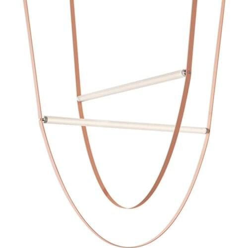 New Modern Leather Chandelier Light Designer Personality Model Room Exhibition Hall Restaurant Glass Tube Pendant Lamp Home Deco