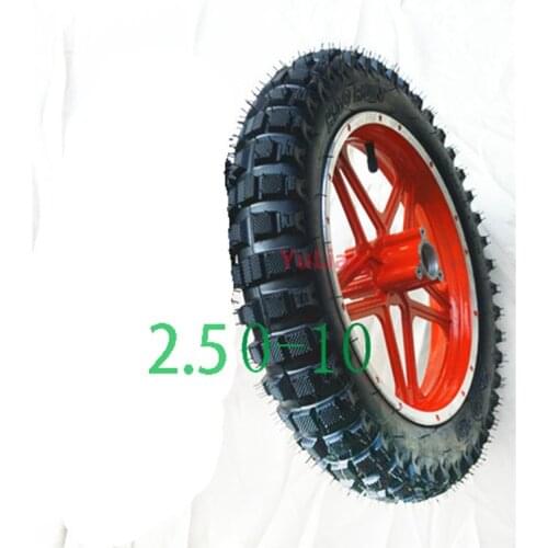 2.50-10 front or rear rim and tire cross country motorcycle 10 inch Mini cross country bicycle multi section tire