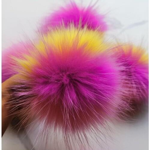 14-15cm New Combinaition DIY Genuine Fur Pompoms Raccoon Fur Pom Poms Balls Natural Fur Pompon For Hats Bags Scarves Accessories