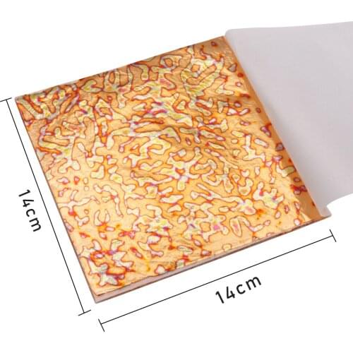 Colorful Variegated Gold Leaf Foil 50pcs 14x14cm #0 Red Copper Foil in Art Craft Furniture Wall