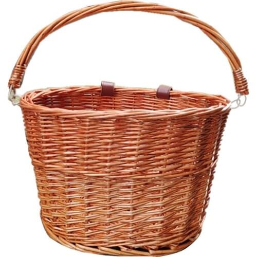 Rattan Bike Basket Kids Front Handlebar Baskets Handwoven Bike Basket Weatherproof Bicycle Basket Storage Holder