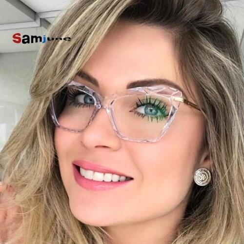 Samjune Cat Eye Glasses Frames Women Retro Plastic Legs Brand Designer Eyeglasses Optical Fashion Computer Glasses