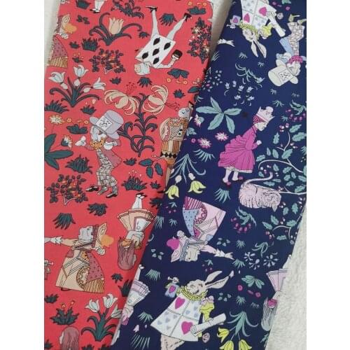 Heart Spade Poker Girl Cotton Poplin Fabric Rabbit Queen Cat Print Navy Sewing Quilting DIY Patchwork Textile Tissue Clothing