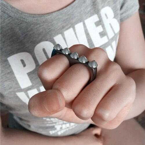 Silver Black Color Punk Ring Two Finger Double Knuckle Rings for Women Men Jewelry Best Gift