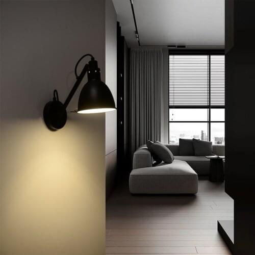 Vintage Rotatable Wall Light Fixture for Bedroom/Living Room Modern Sconce Wall Lamp Black Wall Lighting Home Indoor