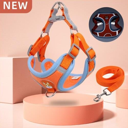 Reflective Pet Dog Harness And Leash Set For Small Medium Dogs Cat Suede Harnesses Vest Puppy Chest Strap Bulldog Safety Walking