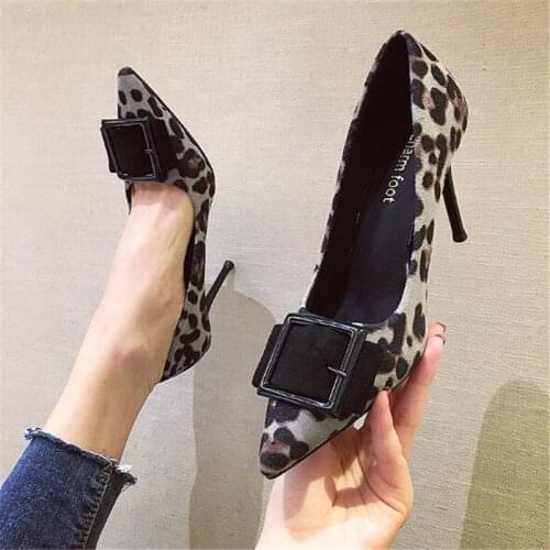 Rimocy Sexy Ladies Pointed Toe Leopard Pumps 2021 Spring Feshion Thin High Heels Slip on Party Wedding Shoes Woman Sandals Mujer