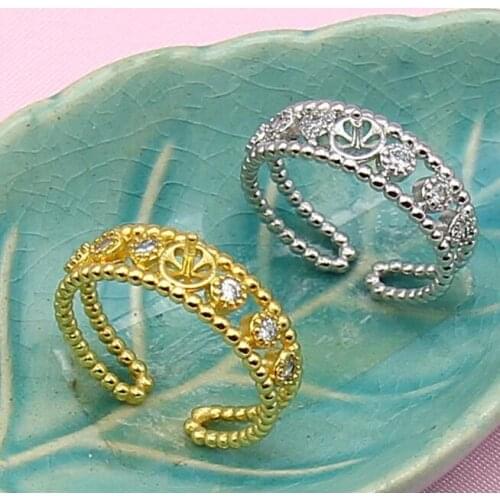 Unique Fashion Pearl Ring Mountings, Ring Findings, Adjustable Ring Jewelry Parts Fittings Charm Accessories Silver Jewellery