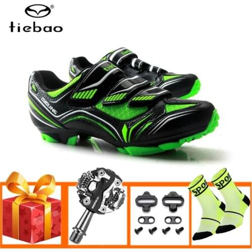 Tiebao MTB cycling shoes sapatilha ciclismo mountain bike shoes Sneakers Self-locking MTB breathable men SPD shoes add Pedals