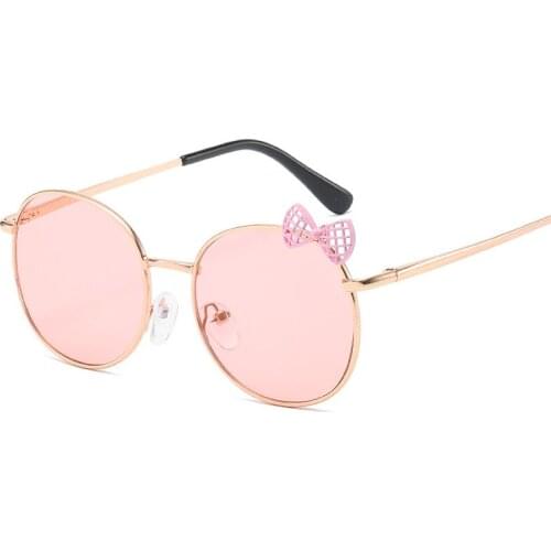 Vintage Round Kinder zonnebrillen Metal frame with Lovely Bow Kids sunglasses 3-8 yearsChild zonnebril Baby Girl Oculos de sol