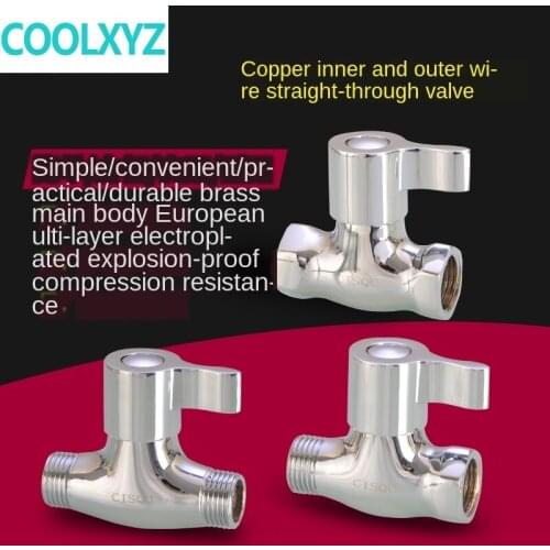 1/2IN Thread inner and outer wire straight valve brass angle valve open valve DN15 water pipe valve switch