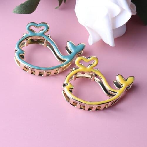 Mini Size Elegant Women Girls Dolphin Luxury Metal Hair Claw Clip Thick Clamps Crab Hairpin Korean Accessories 2021 Small