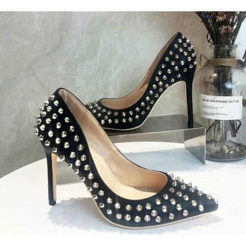 2021 European New Rivets High Heels With Spring And Summer Shallow Pointed Shoes Sexy Pumps Wild Womens Shoes