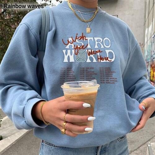 Rainbowwaves Women Hoodie Fashion Oversized Loose Pullover Round Neck Long Sleeve Letter Print Plus Size Urban Hoodies