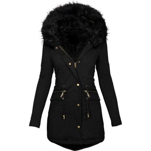 Winter Coat Women Solid hoodies Slim Fit Jackets 2020 Warm Plush Zipper Fur Hooded Outwear Female Jacket Chaqueta Mujer