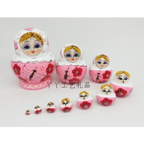 10pcs/set 14.5cm Matryoshka Doll Russian Doll Children Wooden Toys Russian Nesting Dolls Ethnic Dolls Dried Basswood Gift