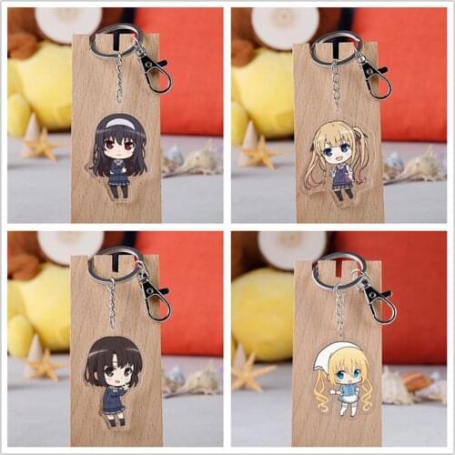 10 pcs/lot Anime Saenai Heroine no Sodatekata Acrylic Keychain Toy Figure Katou Megumi Bag Pendant Double sided Key Ring Gifts