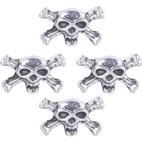 20Pcs/lot F578 Skull Floating Charms Living Glass Memory Lockets Halloween Gifts Jewelry Supplies