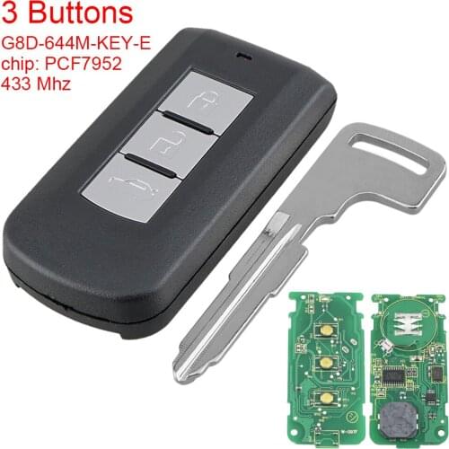 433Mhz 3 Button Smart Remote Key with PCF7952 Chip FCC G8D-644M-KEY-E Fit Auto Key Replacement for Mitsubishi Outlander Sport AS