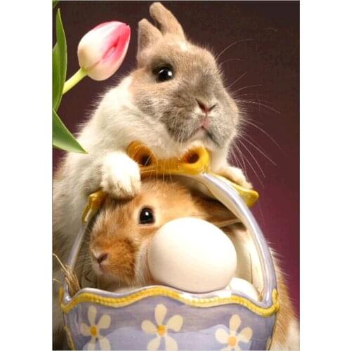 Full round diamond painting Flowers animal rabbit 5D DIY diamond embroidery mosaic landscape art kit home decoration