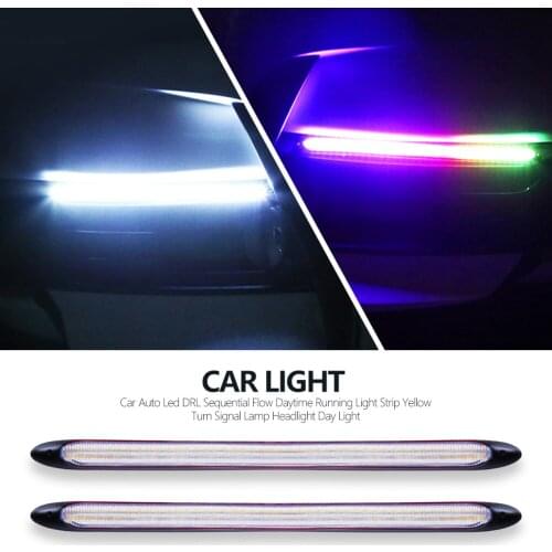2pcs Auto Led DRL Daytime Running Light Strip With Yellow Turn Signal Lamp Car Headlight Sequential Flow Day Light 12V Universal