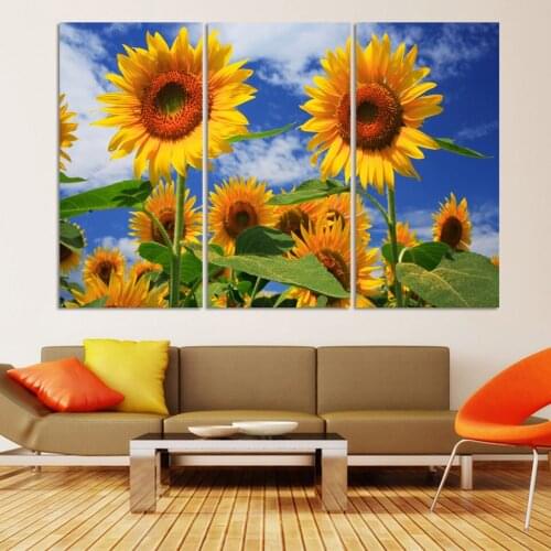3 panel Frameless Painting Canvas Decorative Painting Sunflowers Picture Of Modern Home Bedroom Wall Art Picture,No Framed