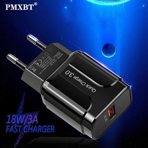 3A Quick Charge 3.0 USB Charger EU US Wall Mobile Phone Charger Adapter for iPhone 11 Pro QC3.0 Fast Charging for Samsung Xiaomi