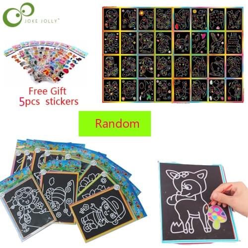 10/20pcs Random Scratch Drawing Cartoon Color Scratch Paper Childrens Scratch Paper Scratch Cards Educational Toys WYW