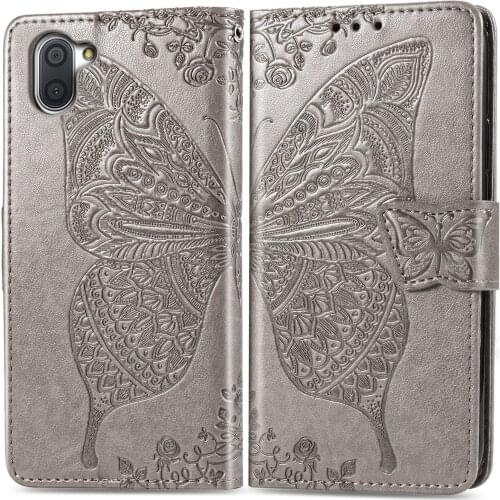 Cute Butterfly Case for Sharp Aquos R3 SHV44 SH-04L 808SH (6.2in) Cover Flip Leather Stand Card Wallet Book Black SH04L AquosR3