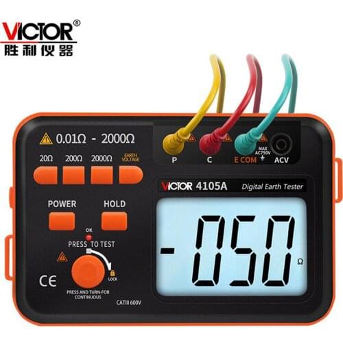 VICTOR VC4105A VC4105B Digital Ground Resistance Meter Earth Insulation Megger Tester 2000Ω 750V Measure LED Backlight Voltmeter