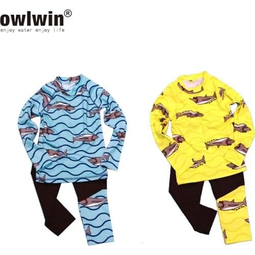 Childrens swimwear boys sunscreen long-sleeved trousers student plus size cartoon swimsuit