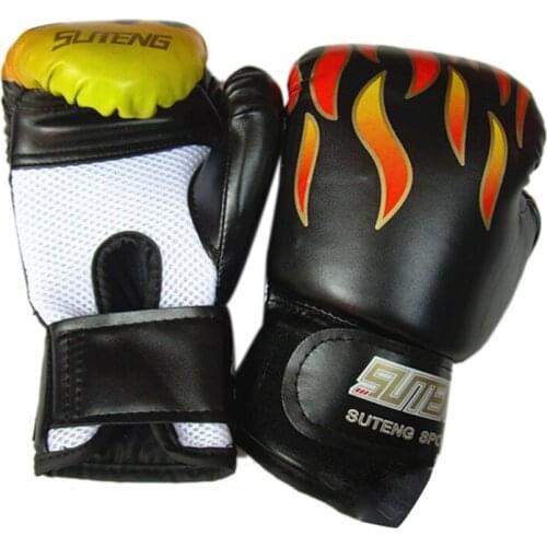 SUTENG PU Leather Boxing Gloves High Quality Children Fitness MMA Thai Fight Sanda Training Hand Protector Kick Gloves for Kids