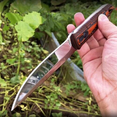 Tools Straight Camping Knife Mirroring Surface D2 steel Blade Outdoor Survival Knives EDC Tool Hunting knife