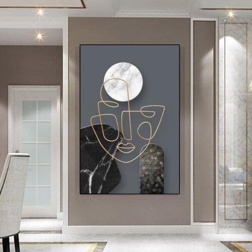 Nordic Abstract Human Face Line Art Canvas Painting Modern Living Room Home Decoration Posters and Prints Wall Pictures