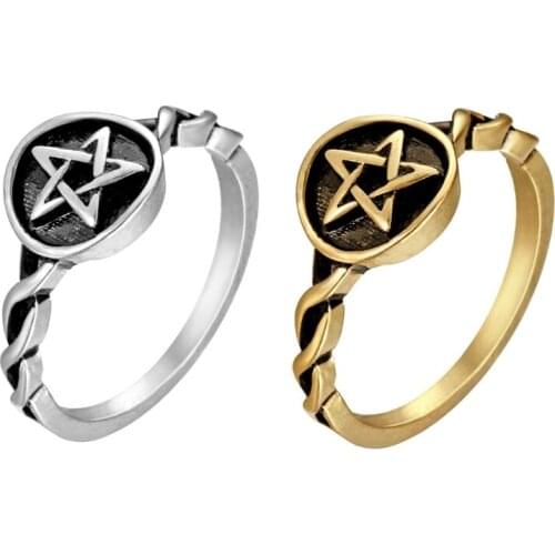 Retro Celtics Pentagrams Star Pagan Rings Mens Women Fashion Biker Jewelry Gothic Punk Minimalist Seal Ring Jewelry