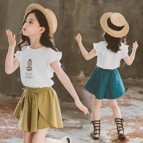 New Girls Summer Clothes Suit 2021 Casual Clothes For Kids Outfits 4 6 8 10 12 Years Teen Children Clothing Print Suit For Girls