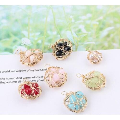 DIY hand-made materials earrings accessories wire winding pearl crystal ball sweet and fresh ear jewelry bracelet pendant