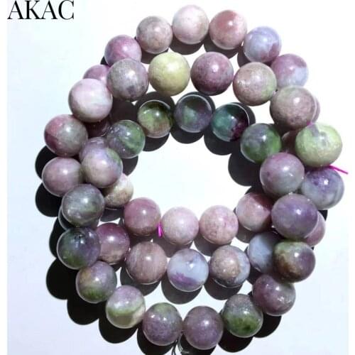Approx12-12.8mm AKAC natural rarely pink tourmaline bracelet smooth round loose beads